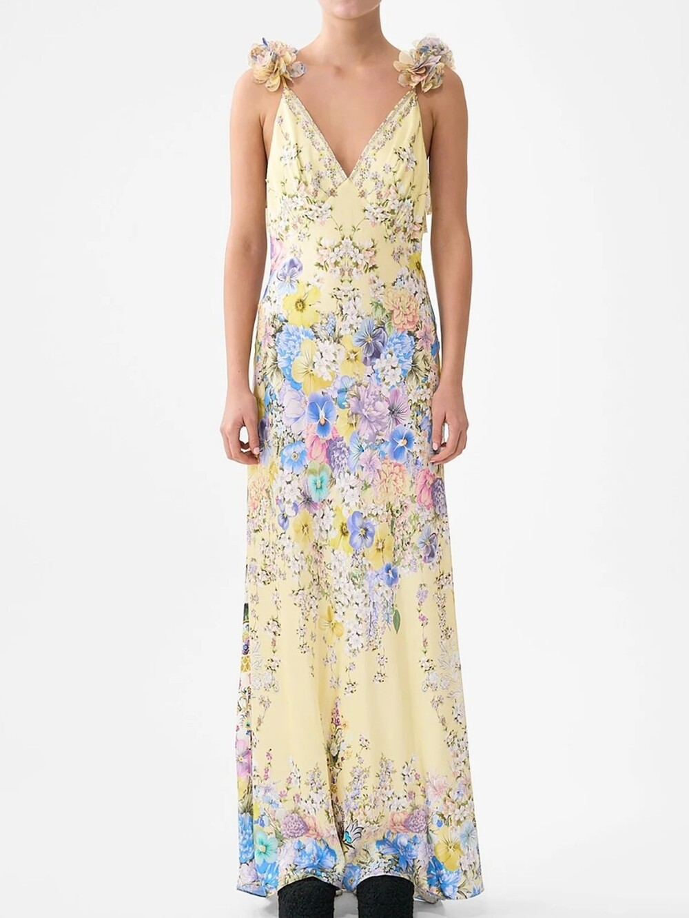 CAMILLA Appliqued embellished floral-print silk-satin maxi dress - Picture 2 of 16